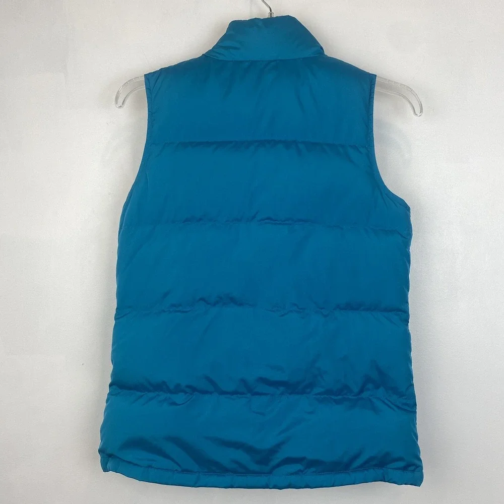 Lands End Down Puffer Vest Girls 14 Light Blue Winter Zip Jacket Read